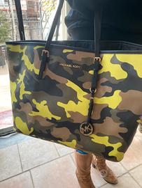 Michael Kors "Jet Set" Tote Bag Camouflage & Neon