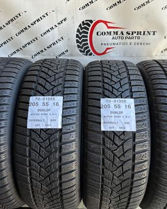 4 PNEUMATICI 205/55 R16 DUNLOP INVERNALI KM0