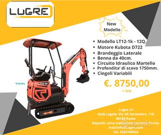 Mini escavatore 12q.li kubota
