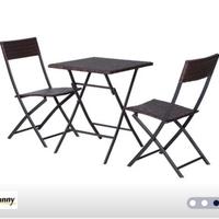 Outsunny Set Tavolino e Sedie da Giardino Pieghevo