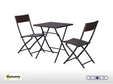 Outsunny Set Tavolino e Sedie da Giardino Pieghevo