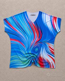 New Collection Blusa Donna Astratta Blu XL