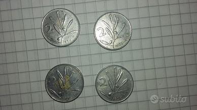 Lotto 4 monete R.I da 2 lit  serie Oliva