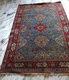 Tappeto Isfahan blu e rosso molto pregiato 210x140