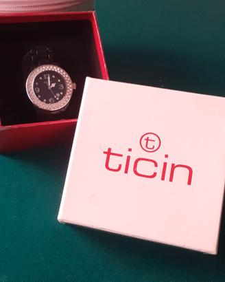 Orologio TICIN nero con brillantini NUOVO
