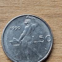 moneta 50 lire piccola 1990 senza rombo