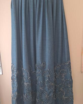 Gonna lunga blu elegante stile boho con dettagli f