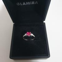 anello in oro bianco con pietra swarovski 