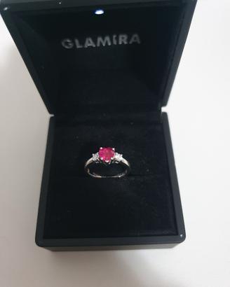 anello in oro bianco con pietra swarovski 