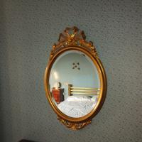 specchio cristallo cornice legno dorata anni 80