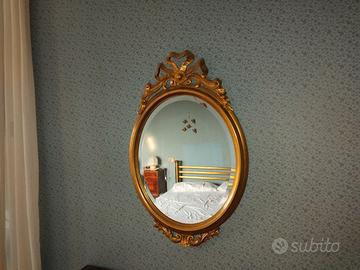 specchio cristallo cornice legno dorata anni 80