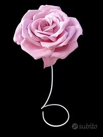 rosa gigante con stelo removibile bianco 