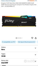 Kingston FURY Beast Nero RGB 32GB 6000MT/s DDR5