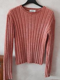 Maglia manica lunga ciniglia Bershka L rosa antico