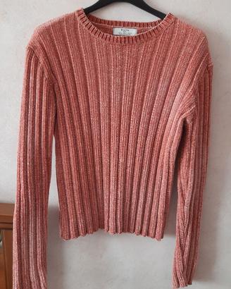 Maglia manica lunga ciniglia Bershka L rosa antico