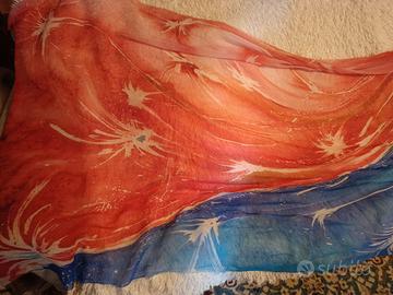 Foulard pareo in pura seta dipinto a mano 