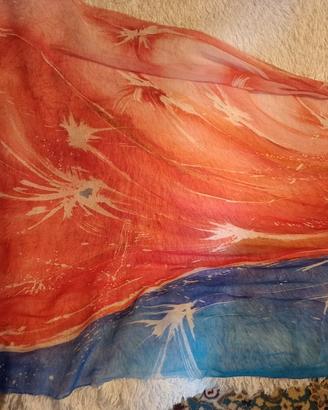 Foulard pareo in pura seta dipinto a mano 