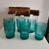 Set 6 Bicchieri Plissè Brandani turchese nuovi