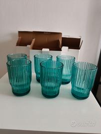 Set 6 Bicchieri Plissè Brandani turchese nuovi