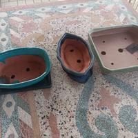 3 vasi per bonsai in ceramica