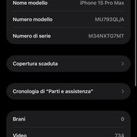 Iphone 15 pro max 256 gb batteria 100