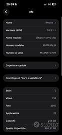 Iphone 15 pro max 256 gb batteria 100