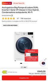 Asciugatrice LG 8 Kg pompa di calore dual inverter