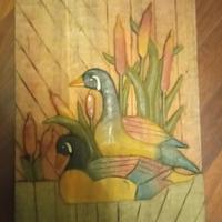 quadretti di legno intagliati e dipinti