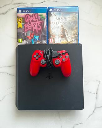 ps4 slim, joystick, 2 videogiochi