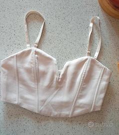 Corpetto corsetto top corto beige chiaro xs