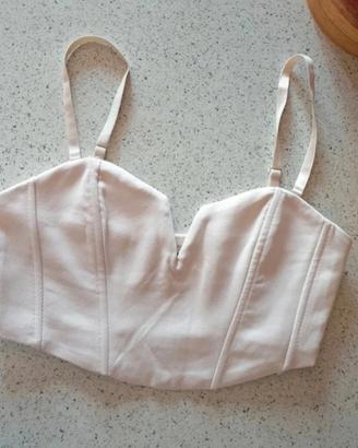 Corpetto corsetto top corto beige chiaro xs