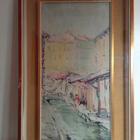 A.A. Cortina "Vicolo lavandai Milano" olio su tela