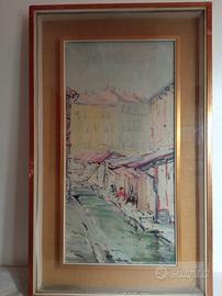 A.A. Cortina "Vicolo lavandai Milano" olio su tela