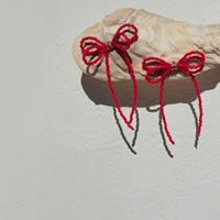 orecchini argento 925 con fiocco vetro rosso