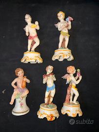 5 Statuine Vintage in Porcellana - Putti/Cherubini