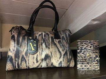 Borsa Furla manici in pelle + portafoglio zebrata