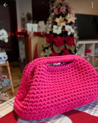 handmade clutch bag fuxia