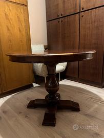 Tavolo rotondo in noce artigianale Vintage