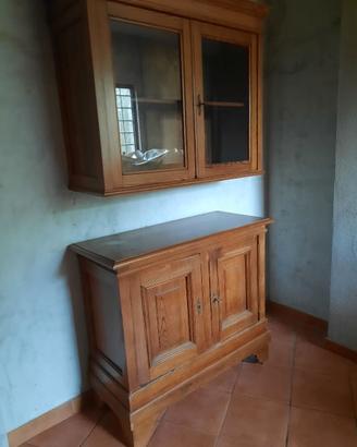 credenzina + pensile vetrina massello cucina sala