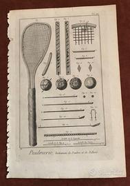 Tennis - incisione originale Diderot - 1700