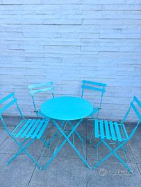 Set da giardino con tavolo e 4 sedie in acciaio