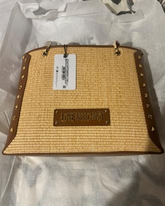 Love Moschino BORSA RAFFIA NATURALE+PU CAMM+BORCH