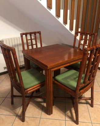 Tavolo e 6 sedie in Rattan