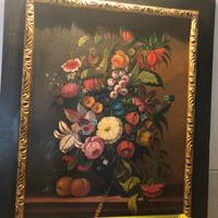 Quadro fiori olio su tela pittore Rinaldo Arcari