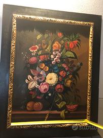 Quadro fiori olio su tela pittore Rinaldo Arcari