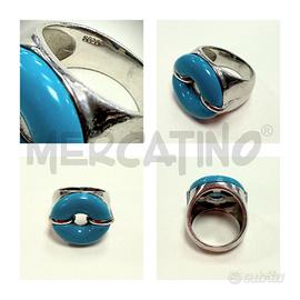ANELLO D MARCH TONDO SMALTATO AZZURRO