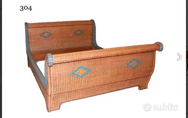 letto matrimoniale rattan Anni 30 ben tenuto