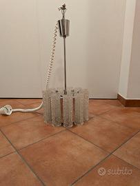 Lampadario anni 70 - Vetro Ghiaccio Murano e Cromo