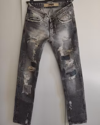 ABSOLUTE JOY Jeans Grigio con Toppe Patch