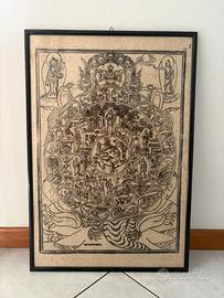 2 stampe indiane su carta di riso 1950